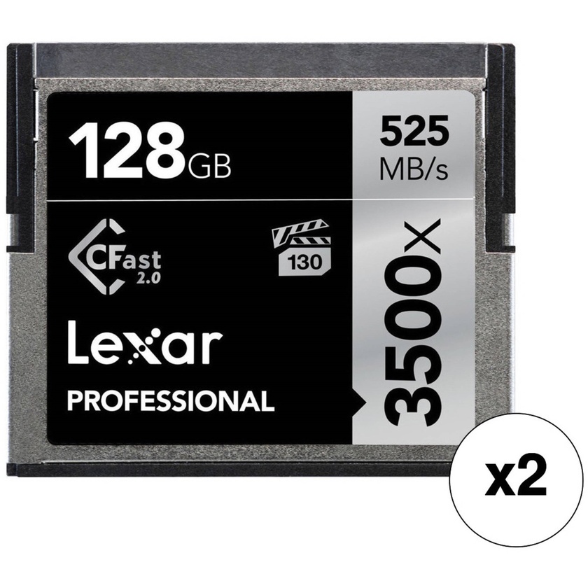 Lexar 128GB Professional 3500x CFast 2.0 Memory Card (2-Pack)