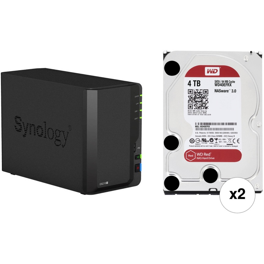 Synology DiskStation 8TB DS218 Plus 2-Bay NAS Enclosure