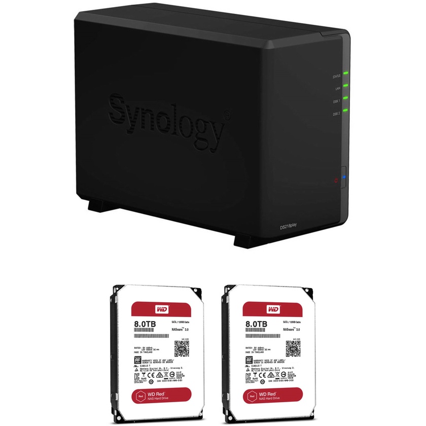 Synology DiskStation 16TB DS218play 2-Bay NAS Enclosure