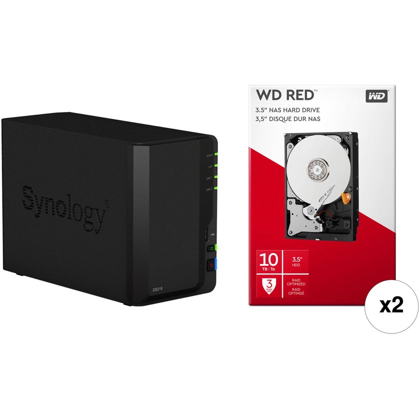Synology DiskStation 20TB DS218 2-Bay NAS Enclosure