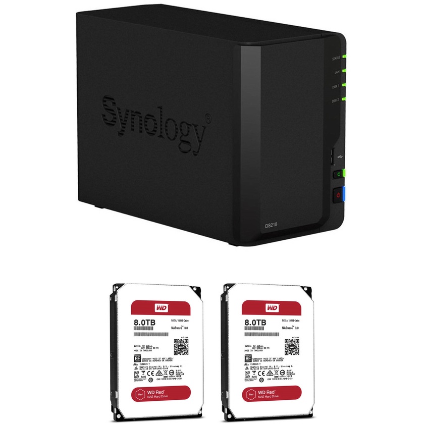 Synology DiskStation 16TB DS218 2-Bay NAS Enclosure