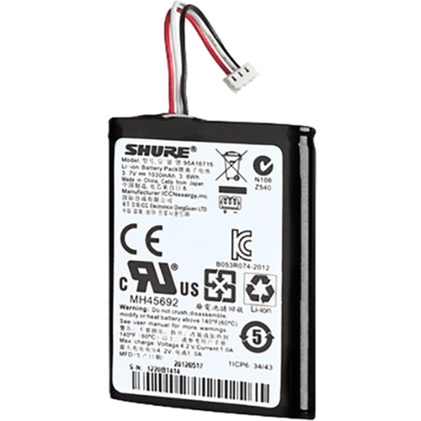 Shure Replacement Rechargeable Battery for Microflex Wireless System
