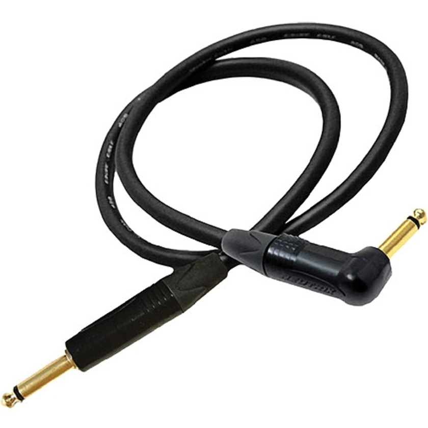 Canare GS-6 Guitar Cable with Neutrik Black & Gold Right Angle and Straight 1/4" TS Plugs (35')