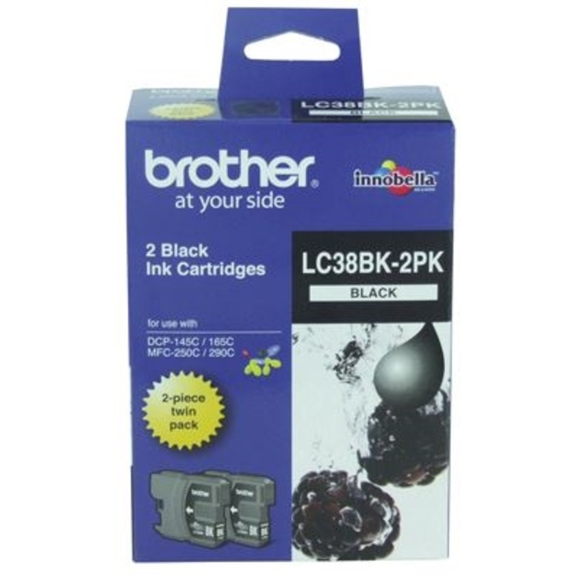 Brother LC38BK2PK Black Ink Cartridge Twin Pack