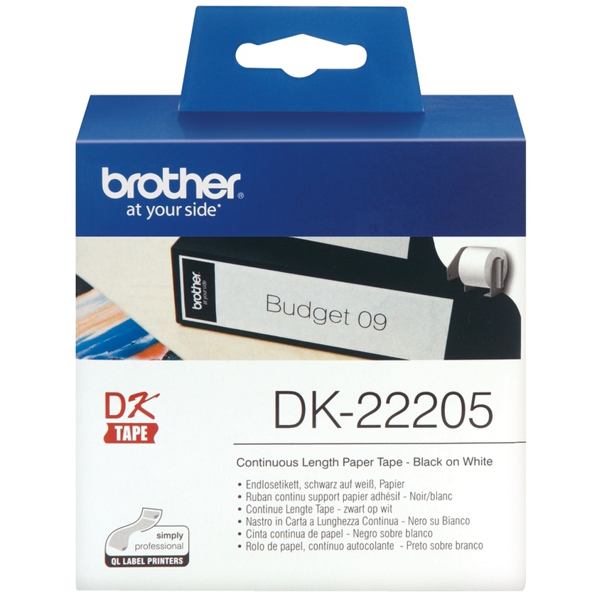 Brother DK-2205 Continuous Paper Labels (White, Cut-to-Length Labels, 2.4" x 100')