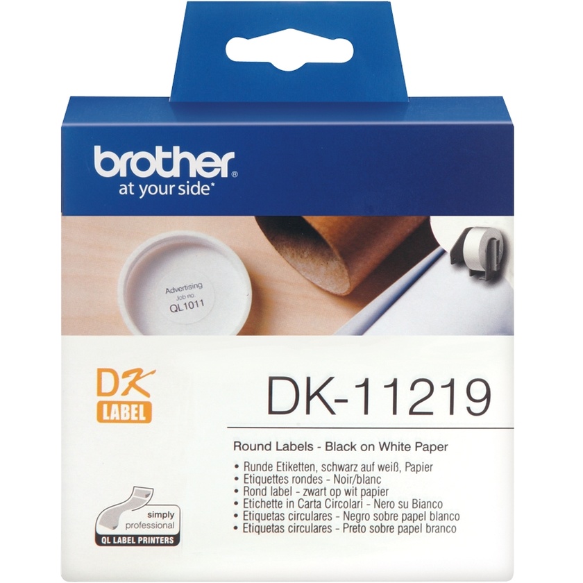 Brother DK1219 Round Paper Labels (1/2", 1200 Labels)