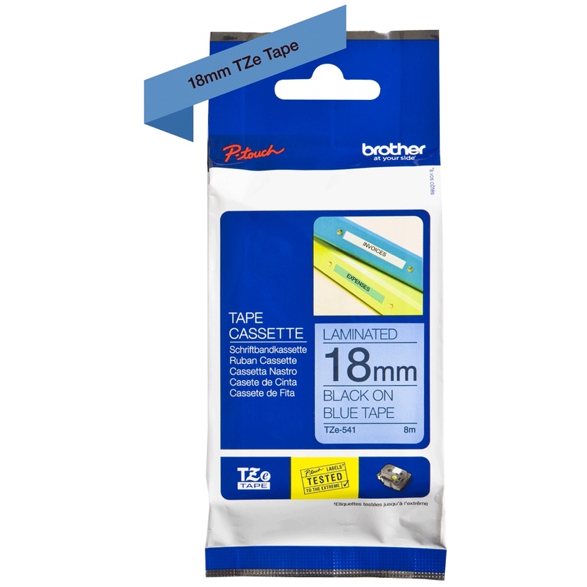 Brother TZe-541 18mm x 8m Black on Blue Tape