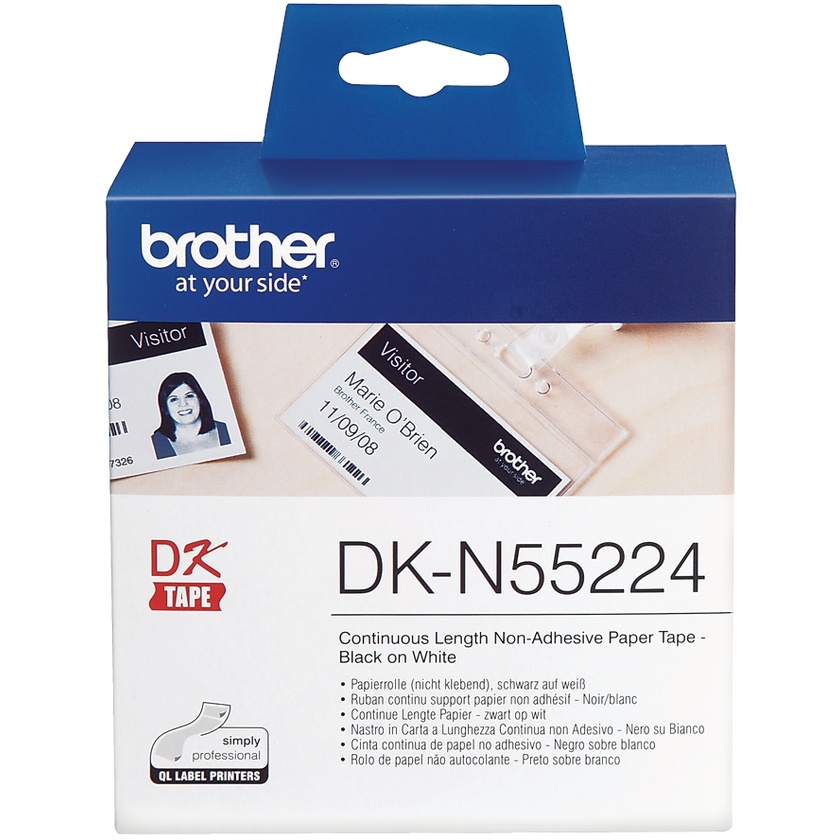 Brother DKN55224 Black Print on White Tape (2" x 100')