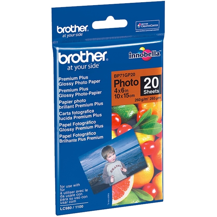 Brother BP71GP20 6x4 Premium Glossy Photo Paper 260GSM 20 Sheets