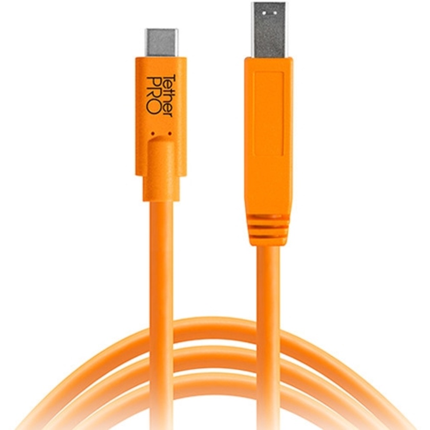 Tether Tools TetherPro USB Type-C Male to USB 3.0 Type-B Male Cable (15', Orange)