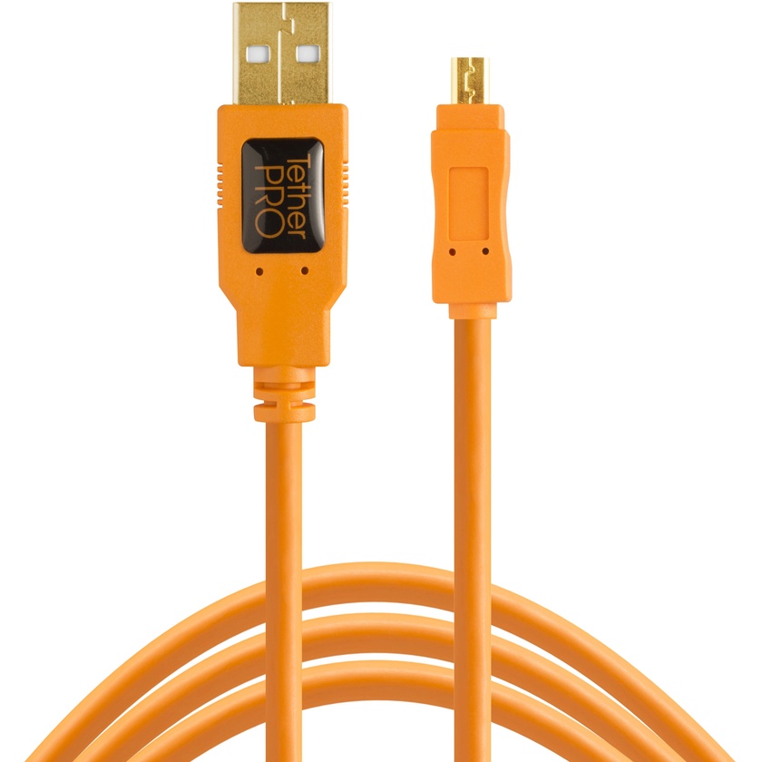 Tether Tools TetherPro USB 2.0 Type-A Male to Mini-B Male Cable (1', Orange)