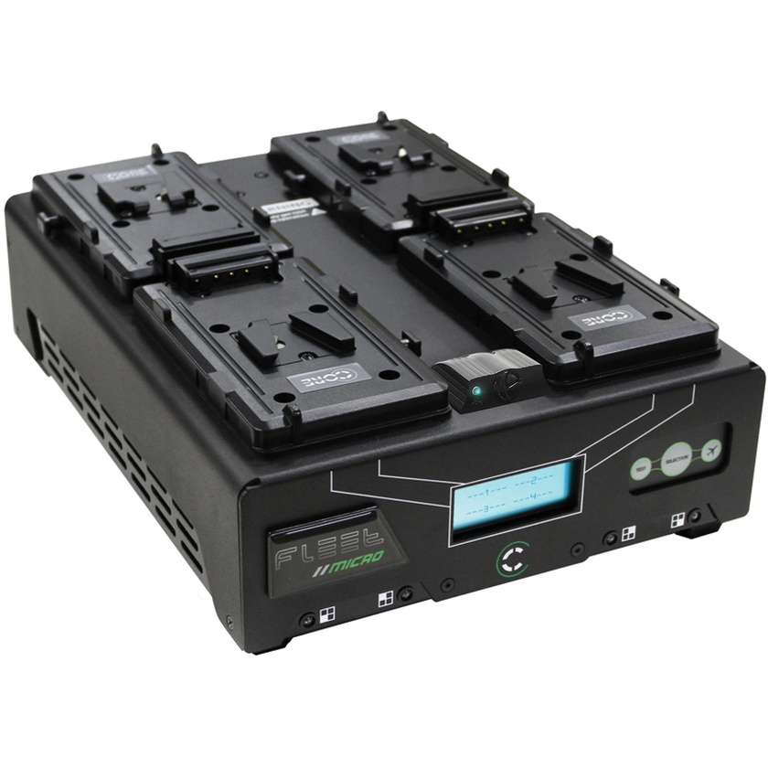 Core SWX VoltBridge Enabled Fleet Micro 3A Digital Quad Charger for V-Mount Batteries