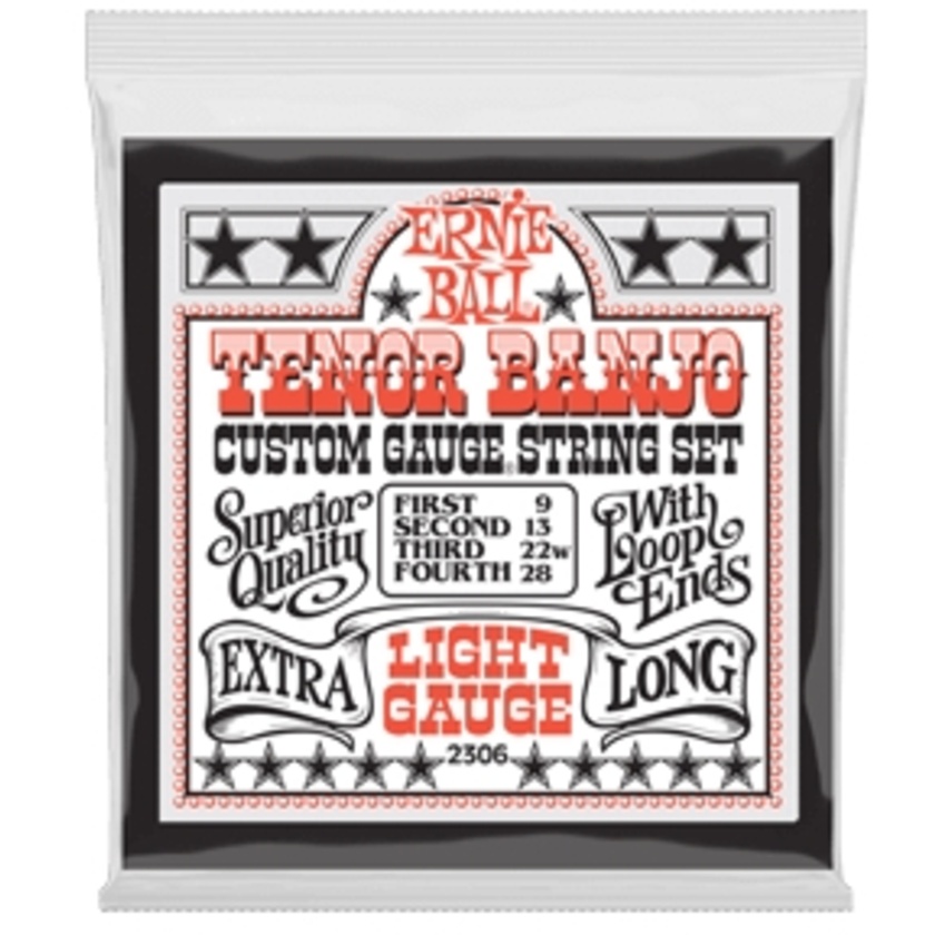 Ernie Ball Light Loop End Stainless Steel Tenor Banjo Guitar Strings - 9-28 Gauge