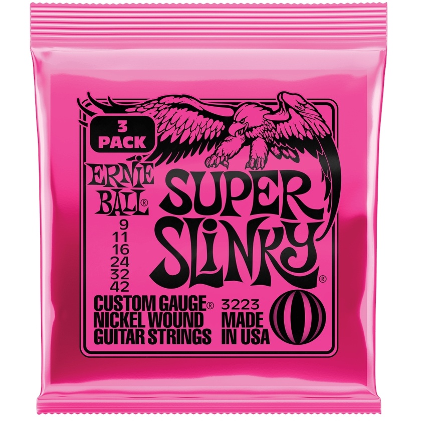 Ernie Ball Super Slinky Nickel Wound Electric Guitar Strings 3 Pack - 9-42 Gauge