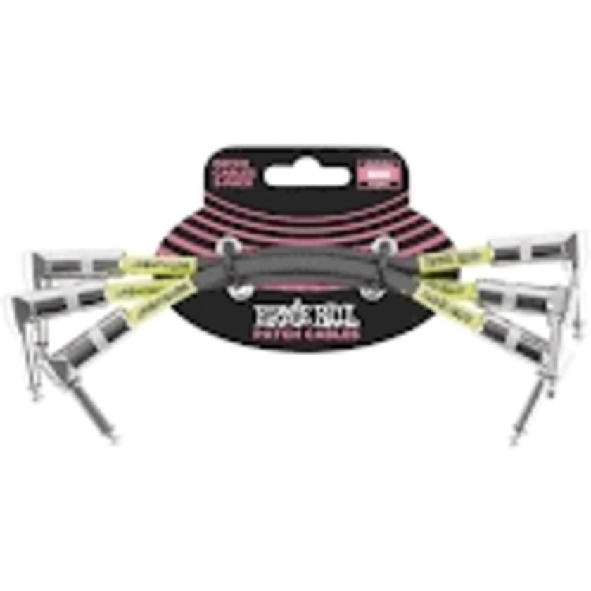 Ernie Ball 6" Flat Angle / Flat Angle Patch Cable 3-pack - Black