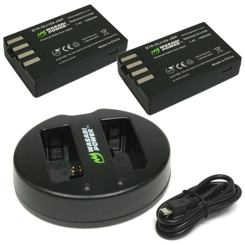 Wasabi Power Battery (2-pack) and Dual Charger for Pentax D-LI109