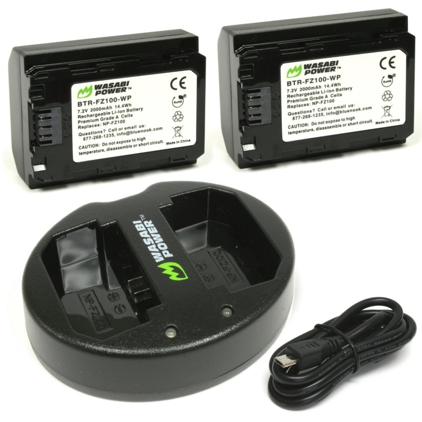 Wasabi Power Battery (2-pack) And Dual Charger for Sony NP-FZ100