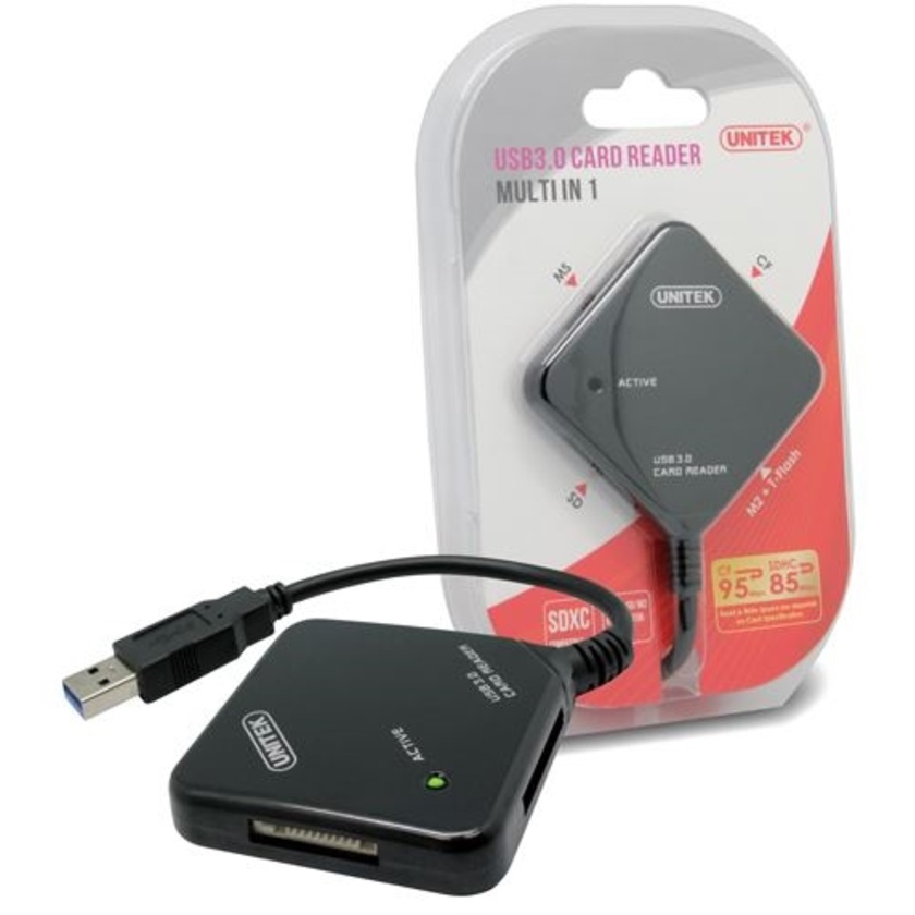 UNITEK USB 3.0 Multi-In-One Card Reader with 4x Memory Card Slots