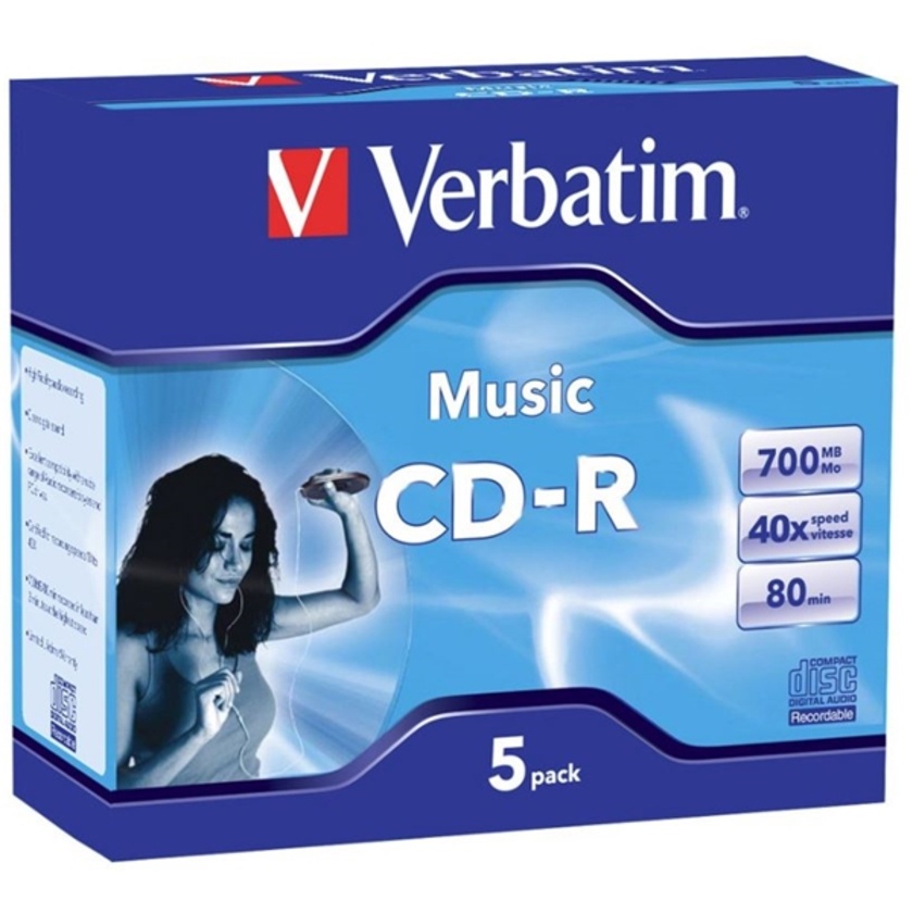 Verbatim CD-R Audio (40x) 5 Pack Jewel Cases