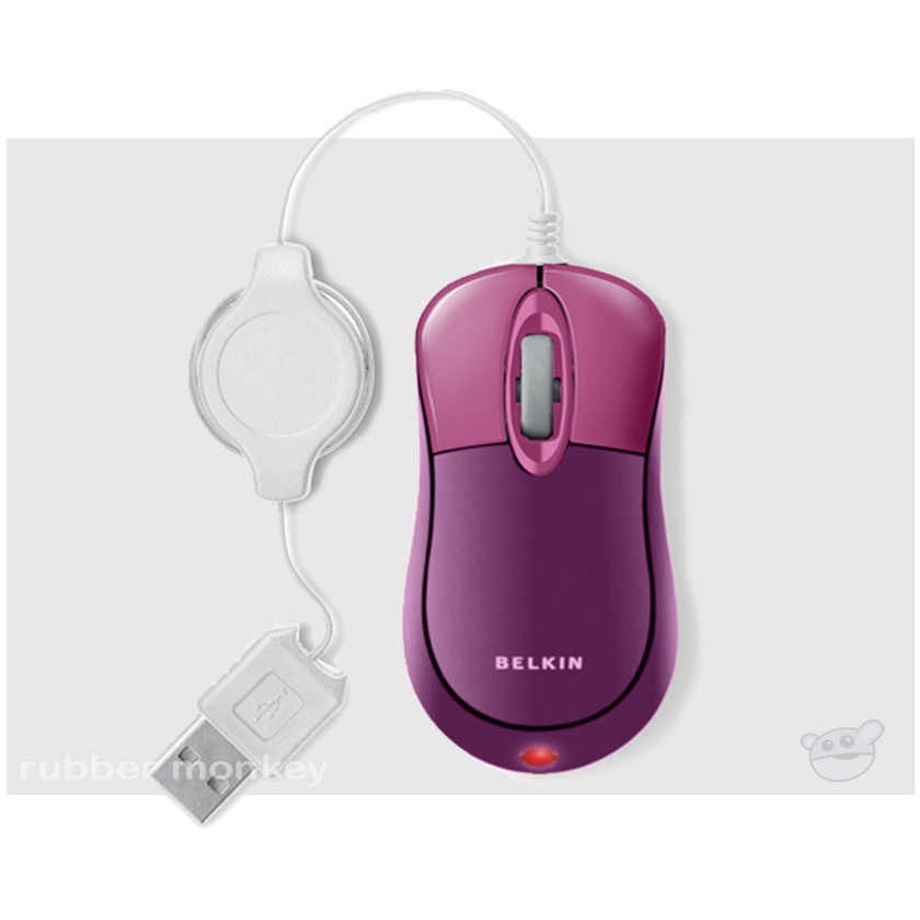 Belkin Retractable Travel Mouse - Plum Berry