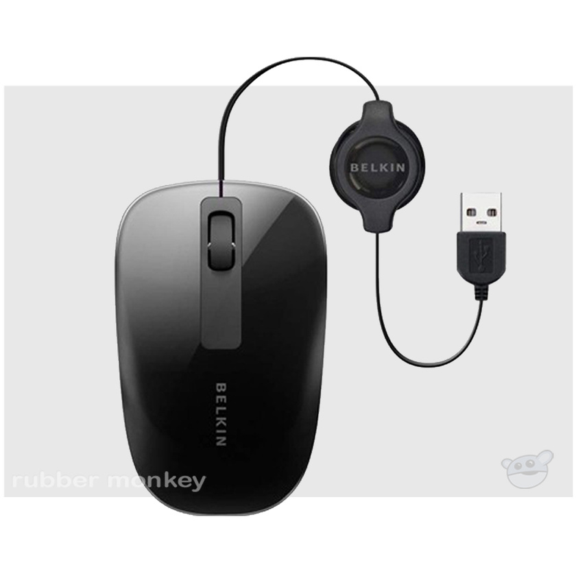 Belkin Retractable Comfort Mouse - Pitch Black