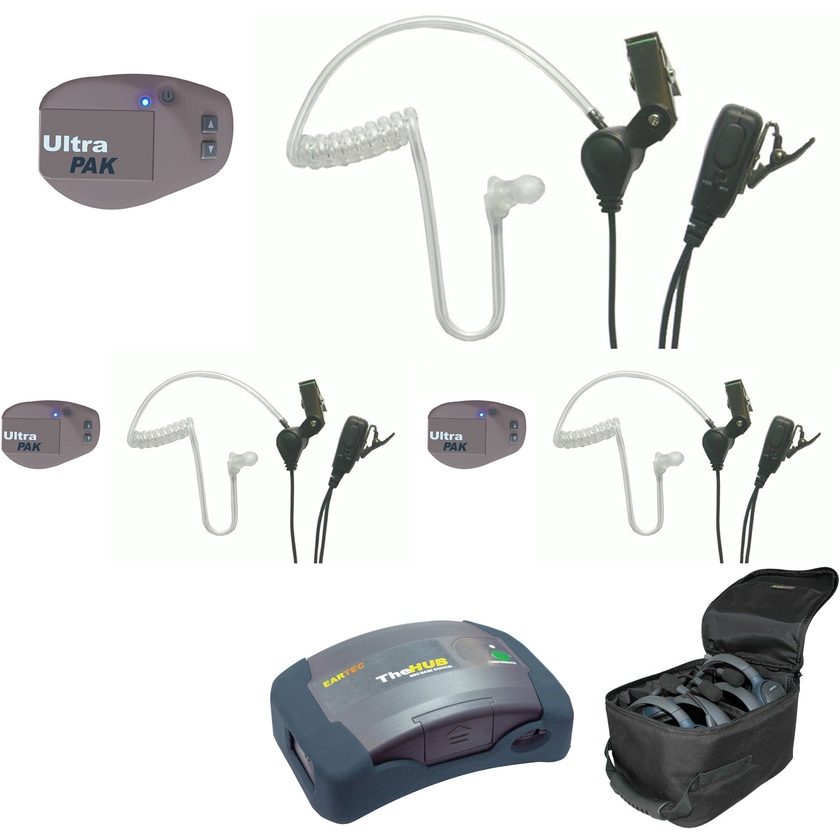 Eartec UPSST3 UltraPAK 3-Person HUB Intercom System with SST Headset