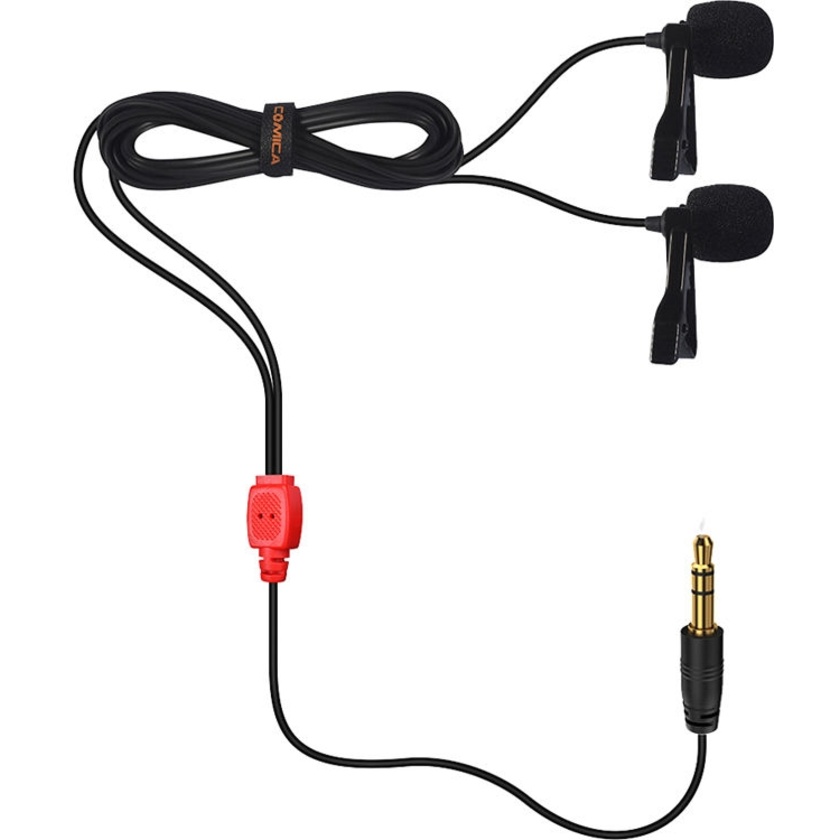 Comica Audio CVM-D02 Dual Omnidirectional Lavalier Microphones (Red, 6m)
