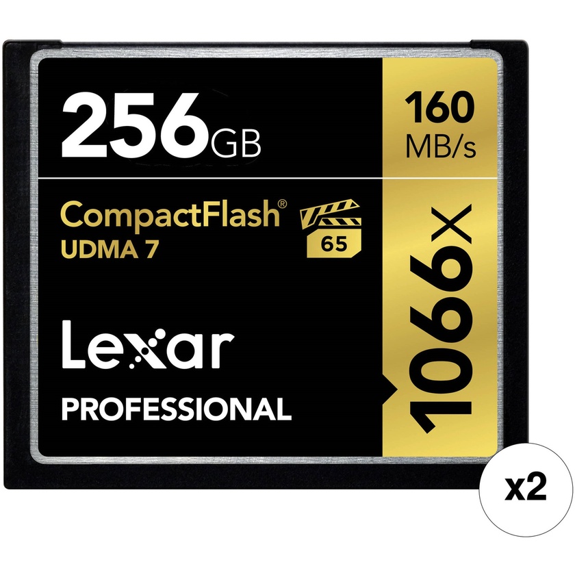 Lexar 256GB Professional 1066x CompactFlash Memory Card Kit (UDMA 7, 2-Pack)