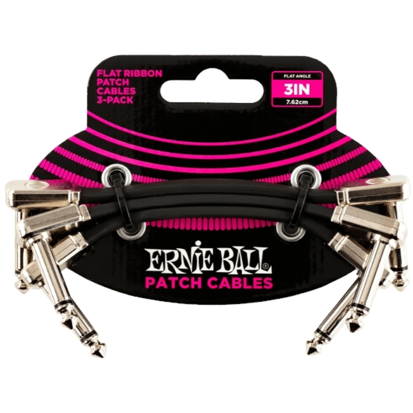Ernie Ball 7.6cm Flat Ribbon Patch Cable (3-Pack)