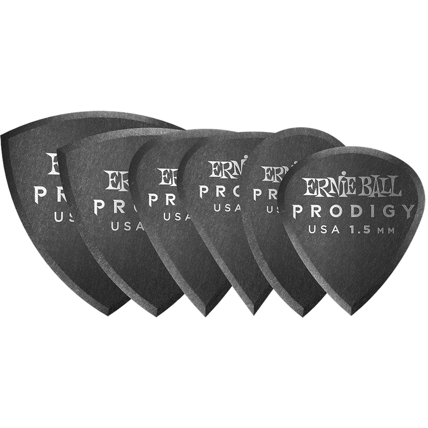 Ernie Ball Prodigy Guitar Pick Black Multi-Pack - 1.5mm (6-Pack)