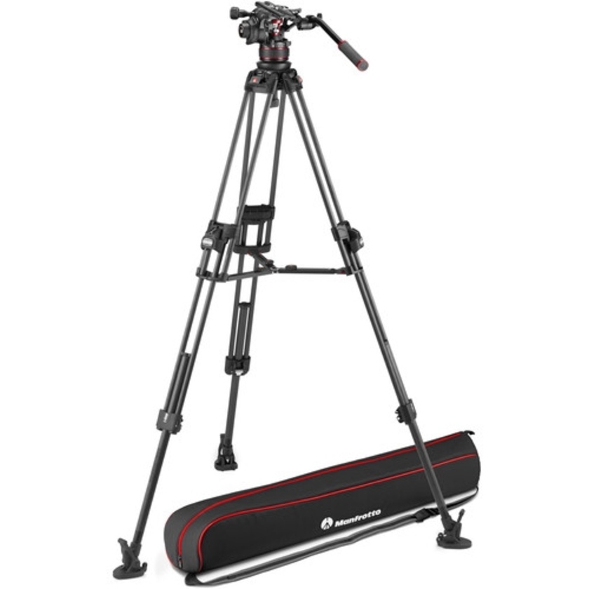 Manfrotto 612 Nitrotech Fluid Head with 645 FAST Twin Carbon Fiber Tripod System And Bag