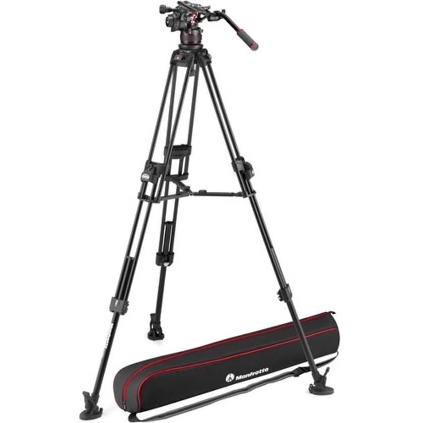 Manfrotto 612 Nitrotech Fluid Head with 645 FAST Twin Aluminum Tripod System And Bag