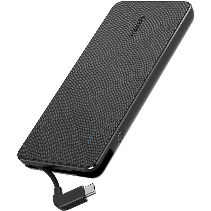 Anker PowerCore+ 10000 Portable Charger With Built-In USB-C Cable (Black)