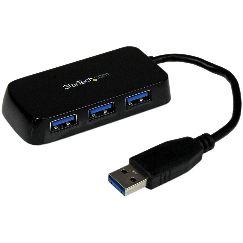 StarTech Portable 4 Port Mini USB 3.0 Hub (Black)