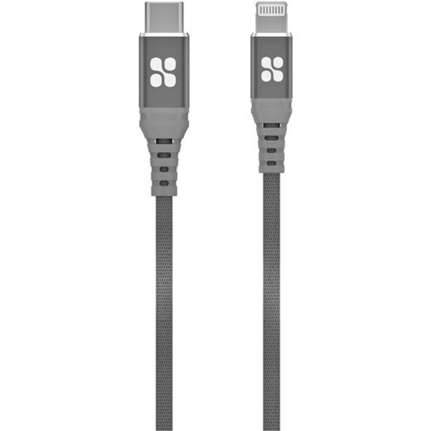 PROMATE PowerCord-200 High Tensile Strength USB-C to Apple Lightning Cable (2m, Grey)