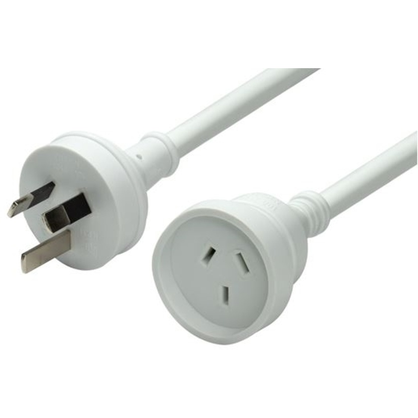DYNAMIX 240v 10A Standard Duty Power Extension Lead (White, 2m)