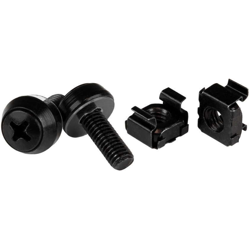 StarTech M6 Screws & Cage Nuts (Black, 100 Pack)