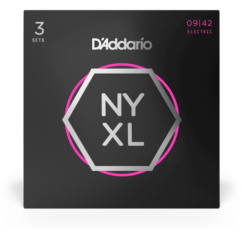 D'Addario NYXL0942 Nickel Wound Electric Strings - .009-.042 Super Light (3 Pack)