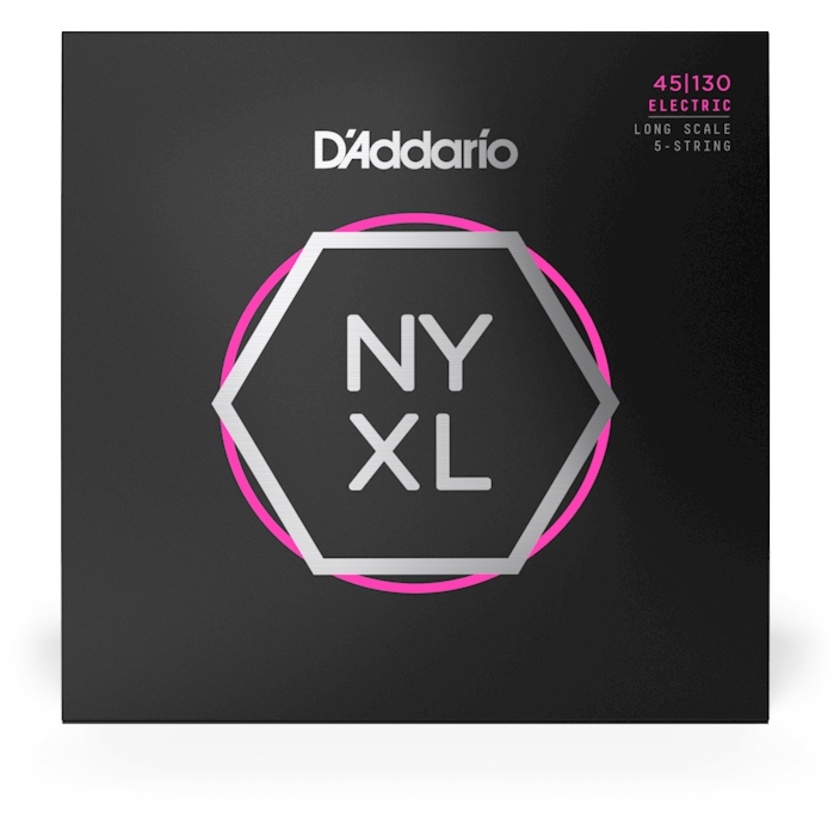 D'Addario NYXL45130 Regular Light 5-string Long Scale Nickel Wound Bass Strings - .045-.130