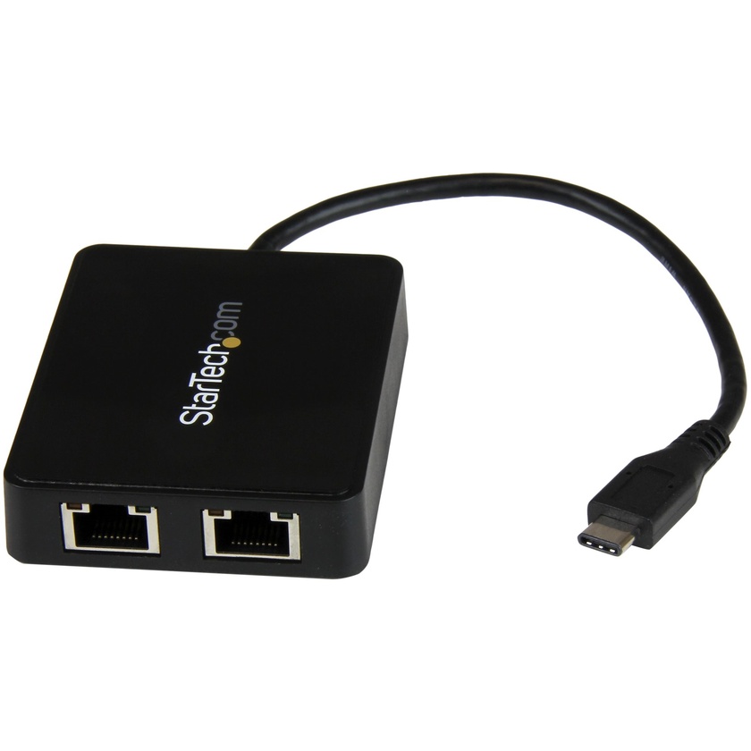 StarTech USB-C to Dual Gigabit Ethernet Adapter with USB (Type-A) Port