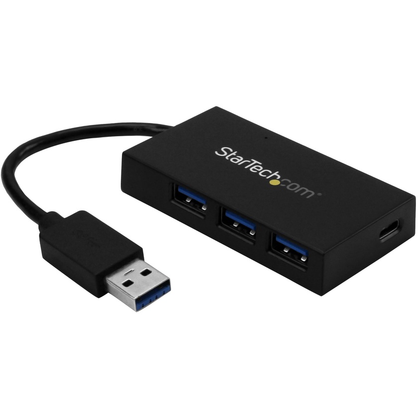 StarTech 4 Port USB 3.0 Hub - 3X USB A & 1X USB C (Black)
