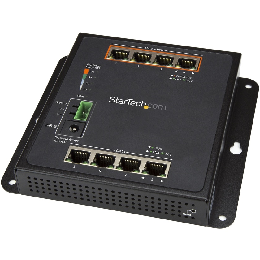 StarTech Industrial 8 Port Gigabit PoE Switch - Managed (4 PoE+)