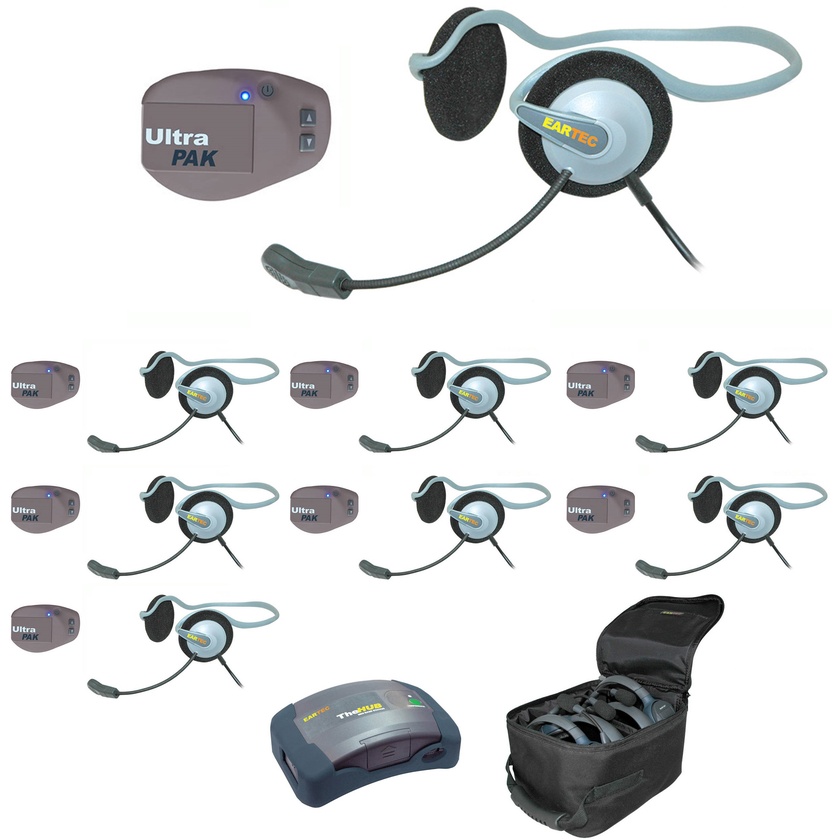Eartec UPMON8 UltraPAK 8-Person HUB Intercom System with Monarch Headset