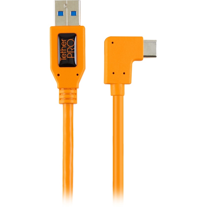 Tether Tools TetherPro USB 3.0 Type-A to C Right Angle Adapter Cable (Orange, 50cm)