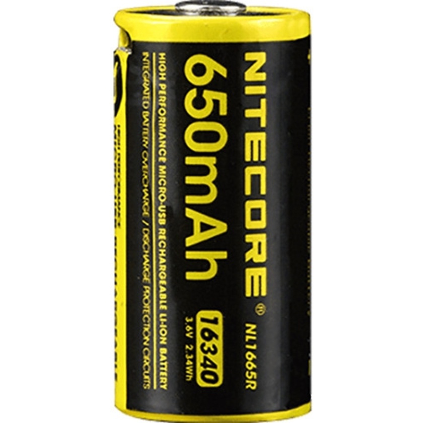 Nitecore NL1665R 16340 Rechargeable Li-Ion Battery (3.6V, 650mAh, 2A)