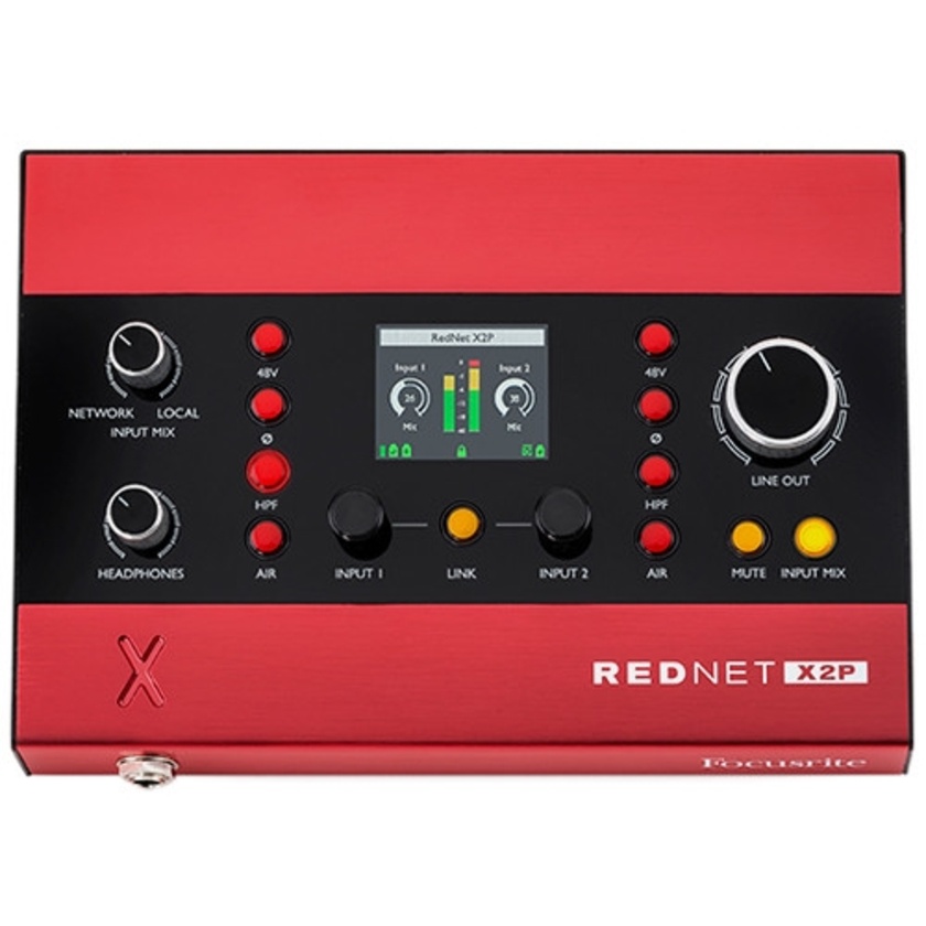 Focusrite Pro RedNet X2P 2x2 Dante Audio Interface with Red Evolution Mic Pres