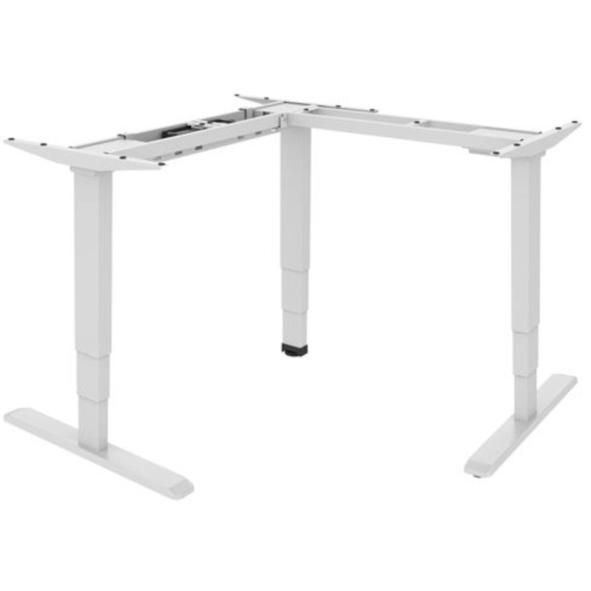 Brateck L-Shape Electric Sit-Stand Desk Frame with Triple Motors (White)