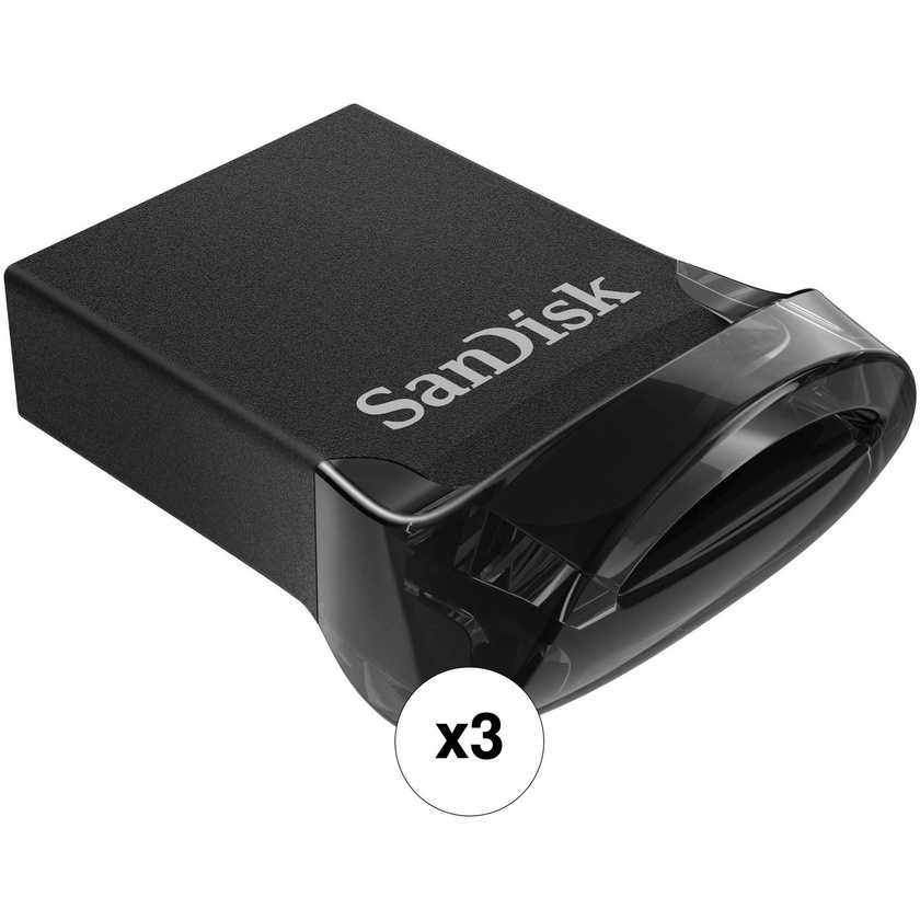 SanDisk 32GB Ultra Fit USB 3.1 Type-A Flash Drive (3-Pack)
