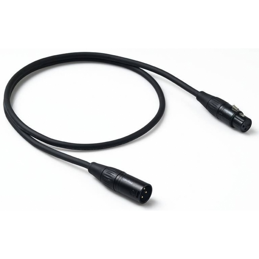 Proel FXLR to MXLR Spiral Shield Mic Lead Cable (3m, Black)