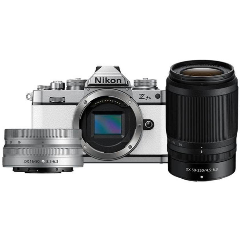 Nikon Z fc Mirrorless Digital Camera (White) with 16-50mm & 50-250mm Twin Lens Kit